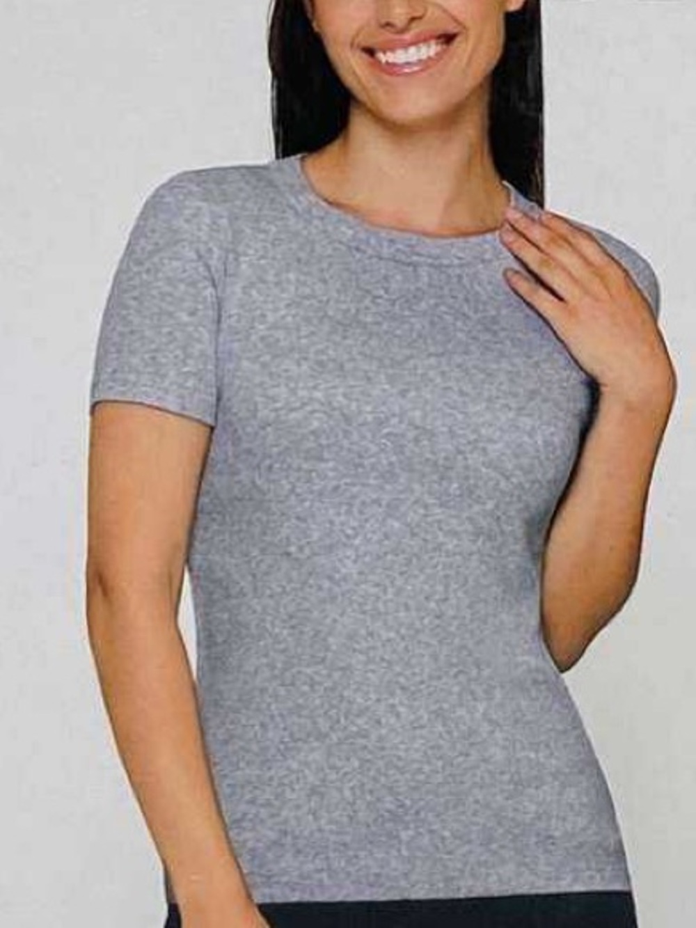 🌿5/$25 Tahari Gray Short Sleeve Crewneck Knit Top